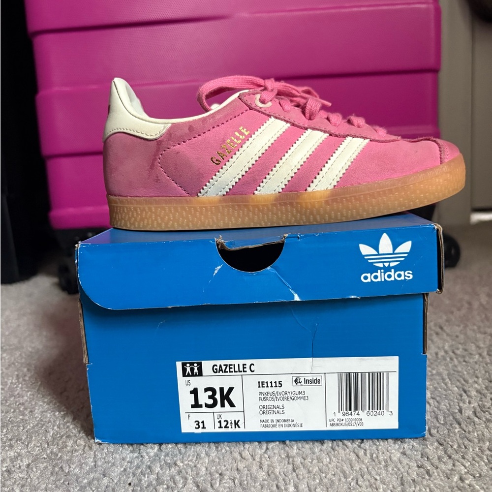 Adidas Gazelle Pink and White Shoes